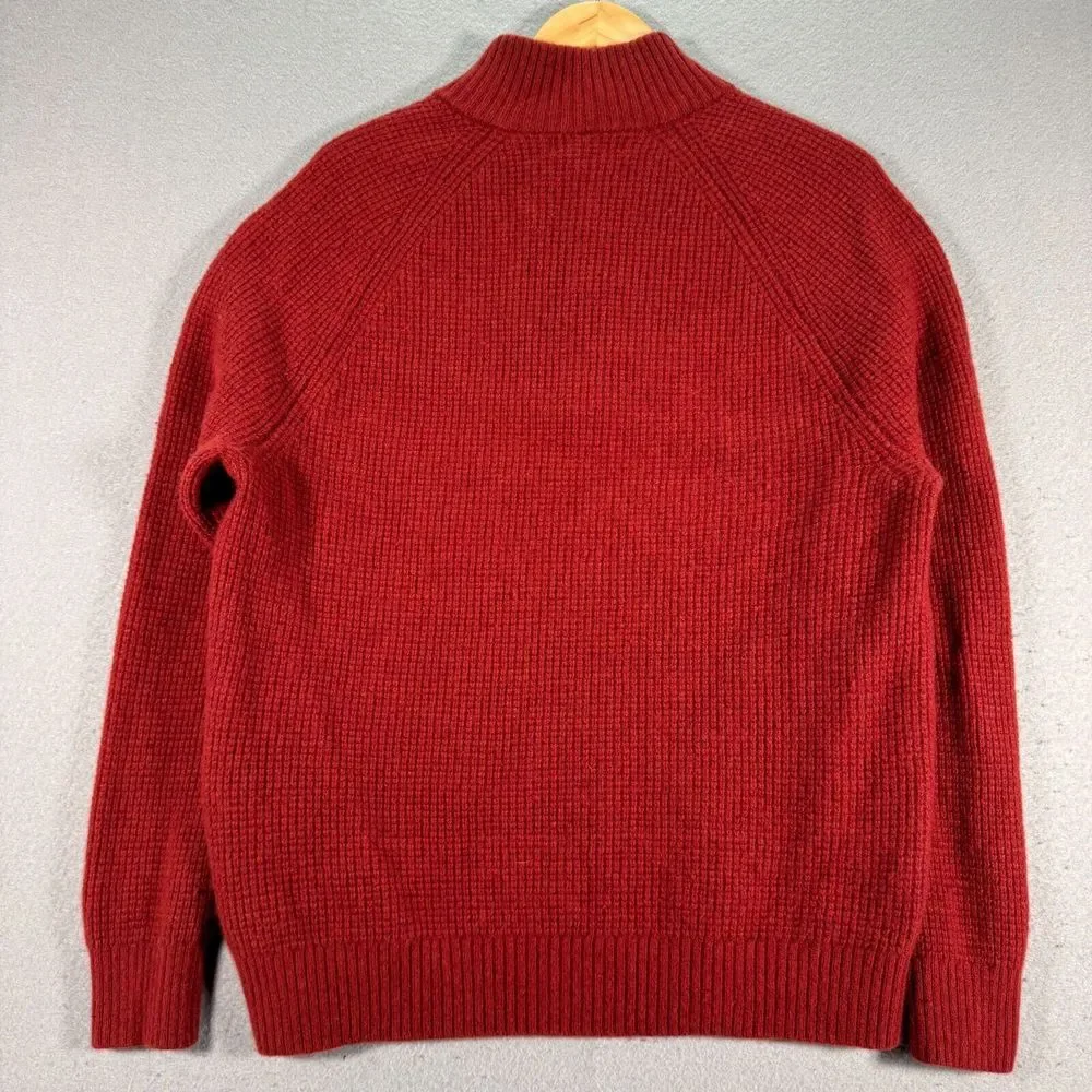 Banana Republic Wool Henley Sweater Mens Large Red Italian Yarn‎ Comfort Stretch